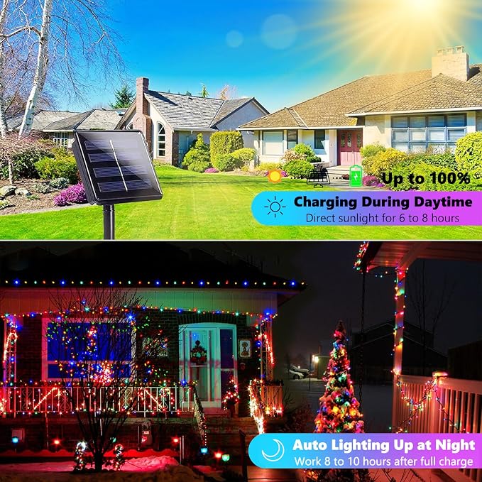 Solar String Strawberry Lights Outdoor 100 LED 40Ft Multi-Color Christmas Fairy - Image 3