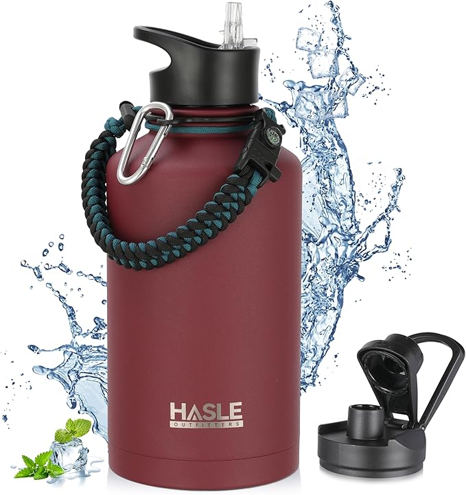 HASLE OUTFITTERS Half Gallon Insulated Water Bottles 64 oz, Stainless Steel by HASLEOUTFITTERS