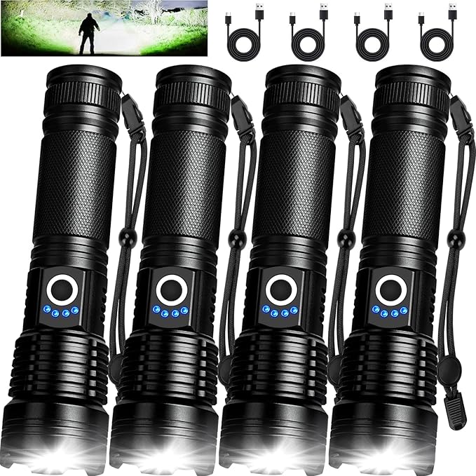 MIXILIN Rechargeable Flashlights High Lumens, 4 Pack 99, 000 Lumens Super by MIXILIN
