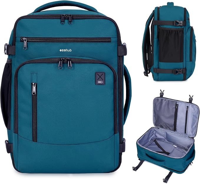 ECOHUB 17" Small Travel Backpack, United Airlines Personal Item Bag 17x10x9 by ECOHUB