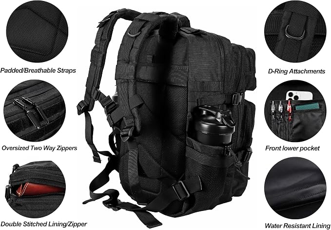 LHI Military Tactical Backpack for Men and Women 45L Army 3 Days Assault Pack - Image 5