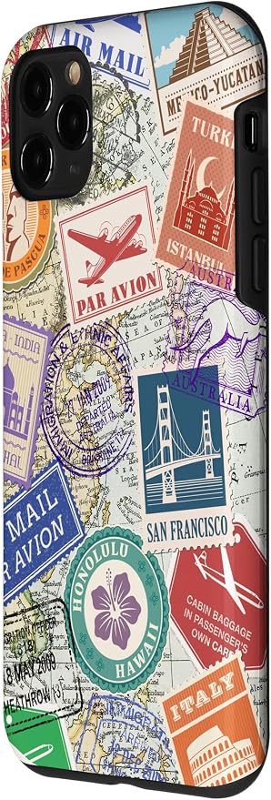 World Map Travel Passport Stamps Postage Stamp Case - Image 2