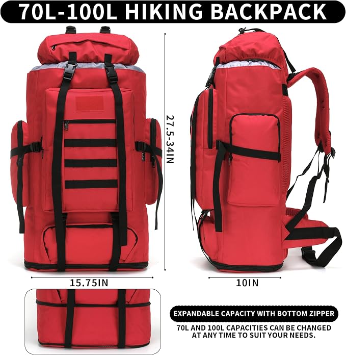 Hiking Backpack for Men 70L/100L Camping Backpack Military Rucksack Molle 3 - Image 2