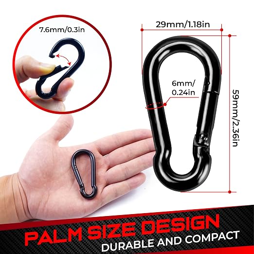 PAMAZY 8Pcs 2.36In Spring Snap Hooks, Carabiner Clip, Heavy Duty Rope Connector - Image 3