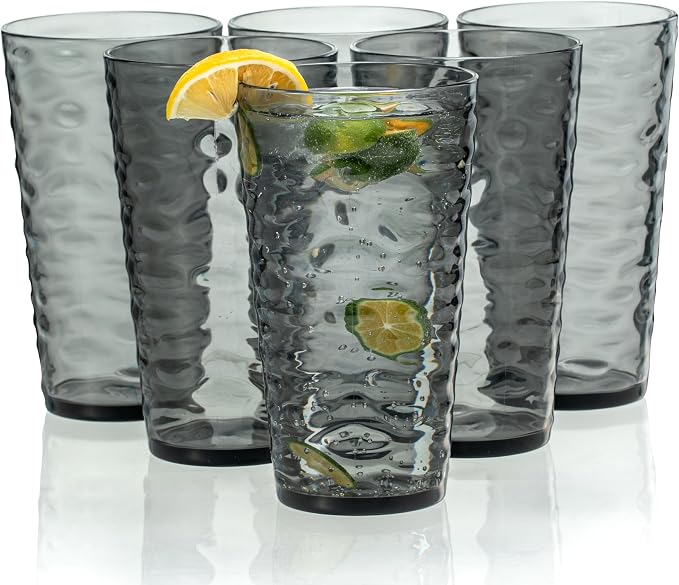 20-ounce Plastic Tumblers, Acrylic Drinking Glasses High-Balls, Shatter-Proof by ZAINCA