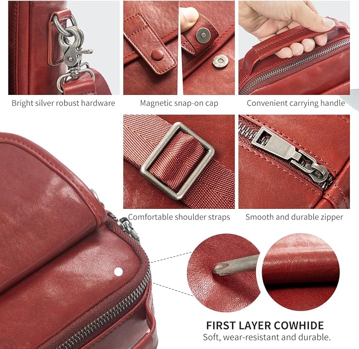 Augus Leather Small Messenger Bag - Image 6