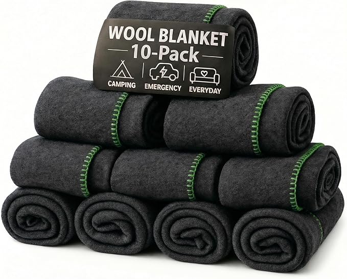 Wool Camping Blanket 10-Pack by JmrUsaInc