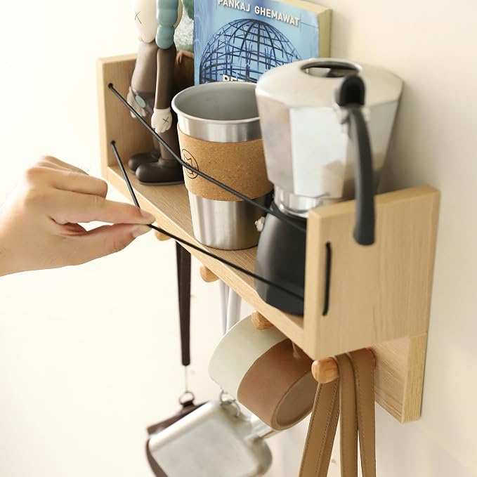 Entrance Coat Rack ，Coat Hooks, Wall-Mounted Wooden Hook Rack, Wall-Mounted - Image 6
