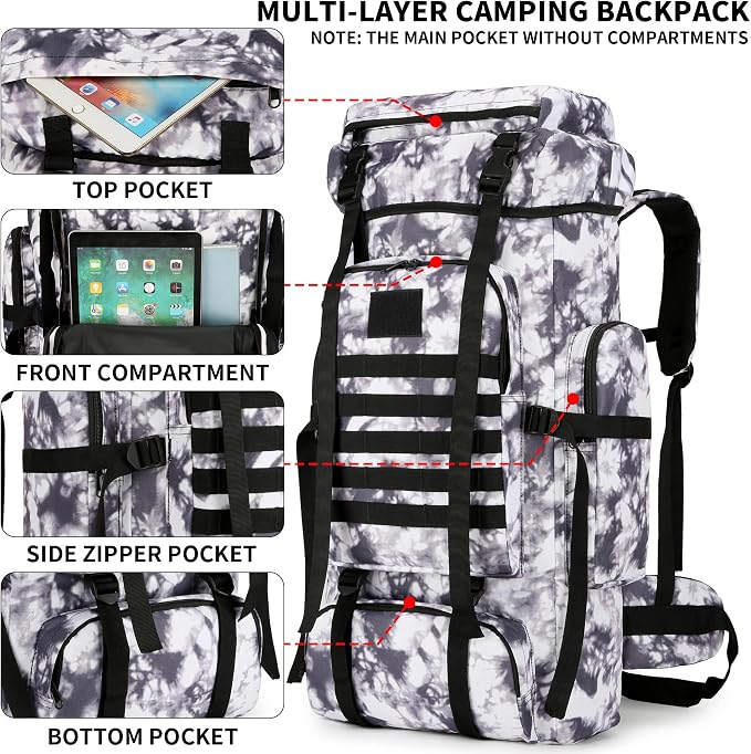 Hiking Backpack for Men 70L/100L Camping Backpack Military Rucksack Molle 3 - Image 3