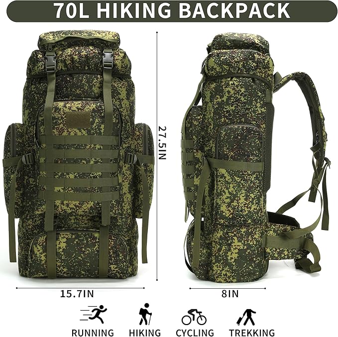 Hiking Backpack for Men 70L/100L Camping Backpack Military Rucksack Molle 3 - Image 2