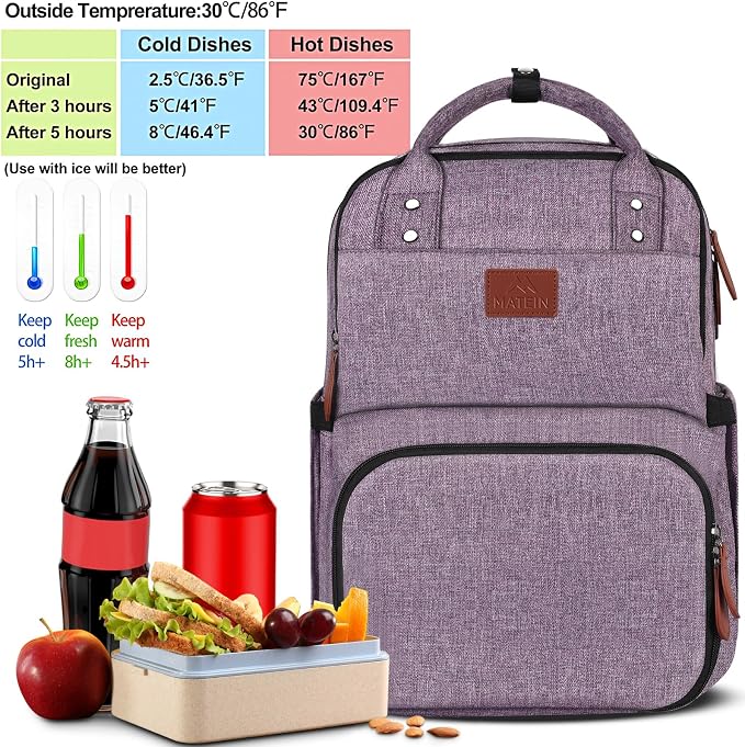 MATEIN Womens Backpack with Lunch Compartment, Fits 17 Inch Laptop Backpack - Image 2