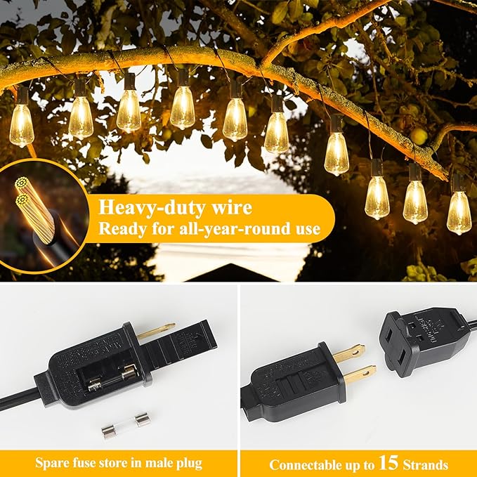 Brightever LED Outdoor String Lights 100FT Patio Lights - Image 6