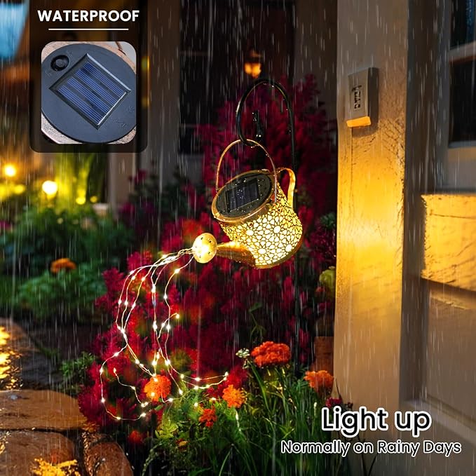 X-PREK Solar Garden Lights Outdoor Lanterns Decoration, Metal Solar Watering - Image 3