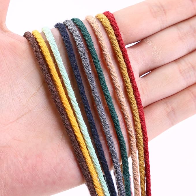 Gray Macrame Cord 3mm x 109Yards, Colored Cotton Rope Craft Cord Colorful - Image 2