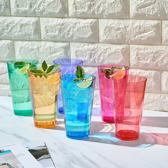 Khen Classic Plastic Reusable Drinking Glasses Restaurant Cups Style 20 oz - Image 4