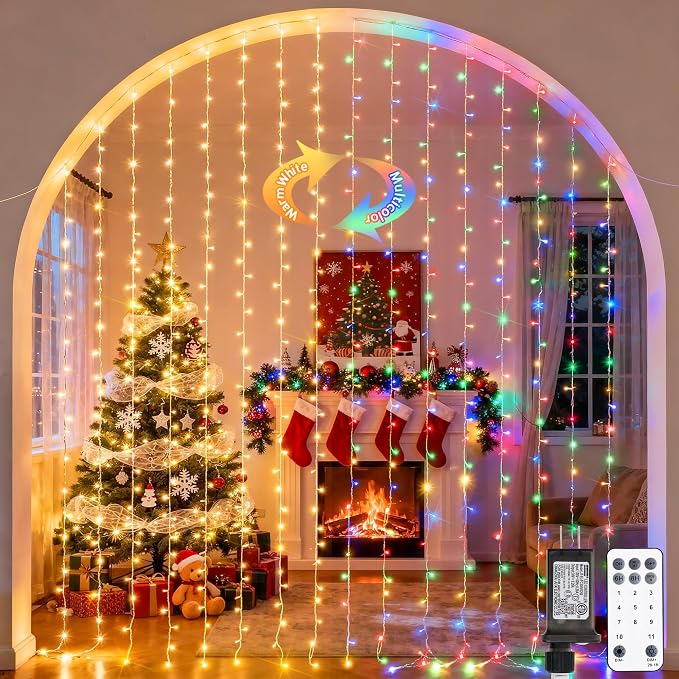 JMEXSUSS 300LED Dual Color Changing Curtain Lights by JMEXSUSS