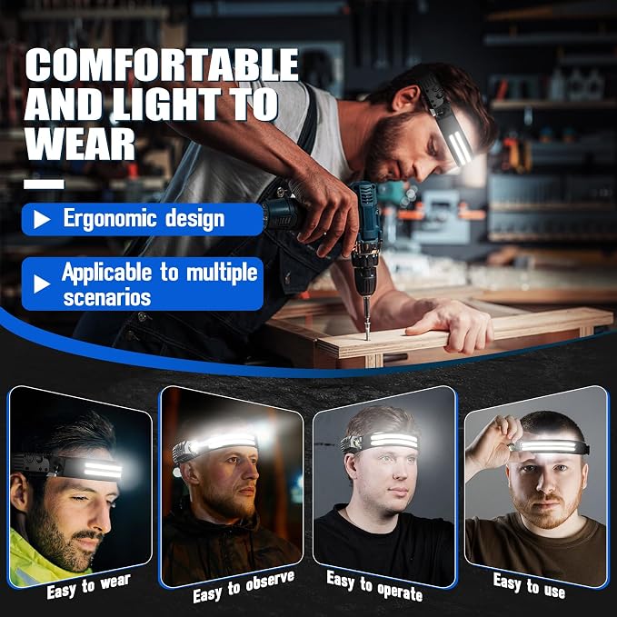 Rechargeable Headlamps 2 Pack, LED Headlight 230° Ultra Wide Beam, 6 Modes - Image 5