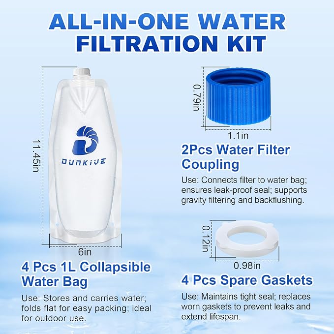 1L Collapsible Water Filter Bags and Water Filter Coupling Kit Compatible - Image 3