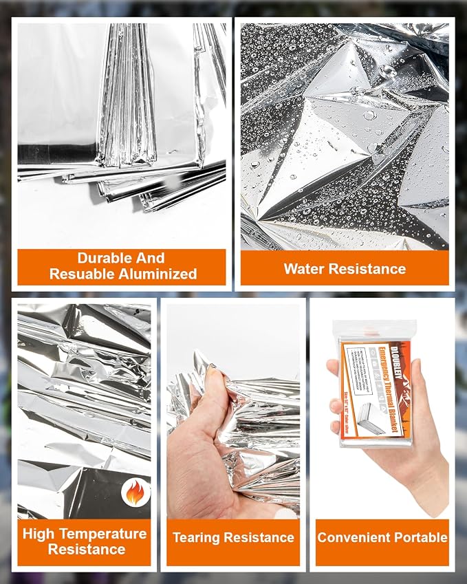 10-Pack Emergency Thermal Blankets, Heavy Duty Mylar Space Blanket - Image 3