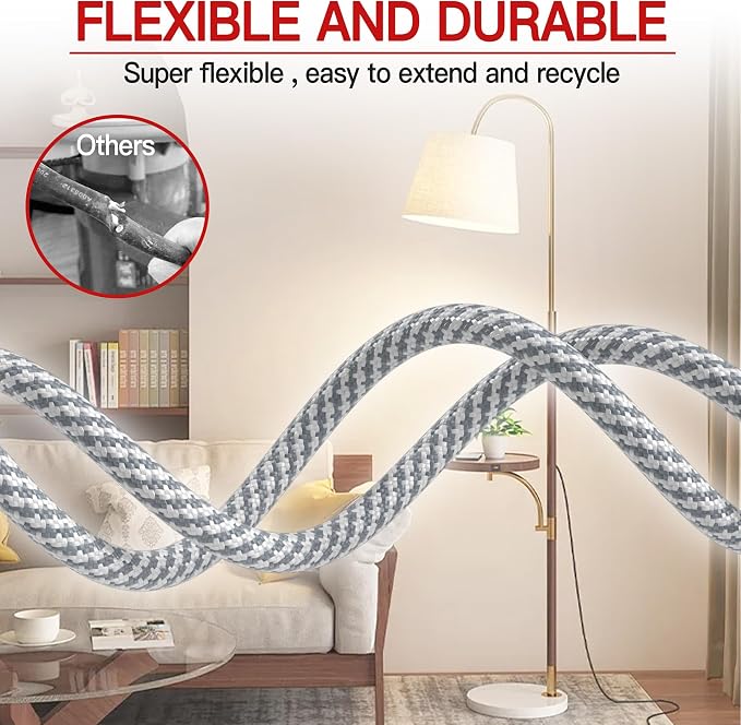 16/3 Braided Extension Cord 15 FT, Braided Extension Cord Flexible & Durable - Image 6