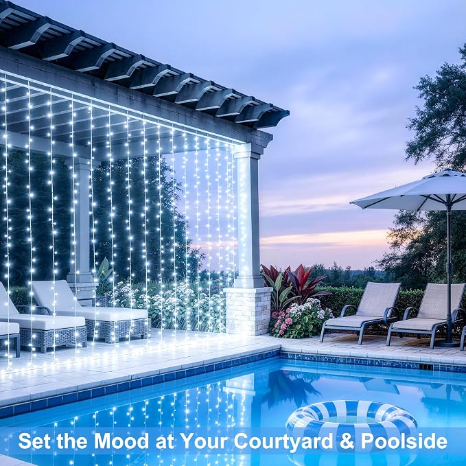 JMEXSUSS 9.5x29.5ft Curtain Lights Indoor Outdoor Decor - Image 9