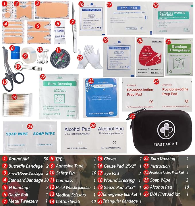 First Aid Kit 150 Piece Waterproof Hard Shell Emergency Medical Kit - Image 6