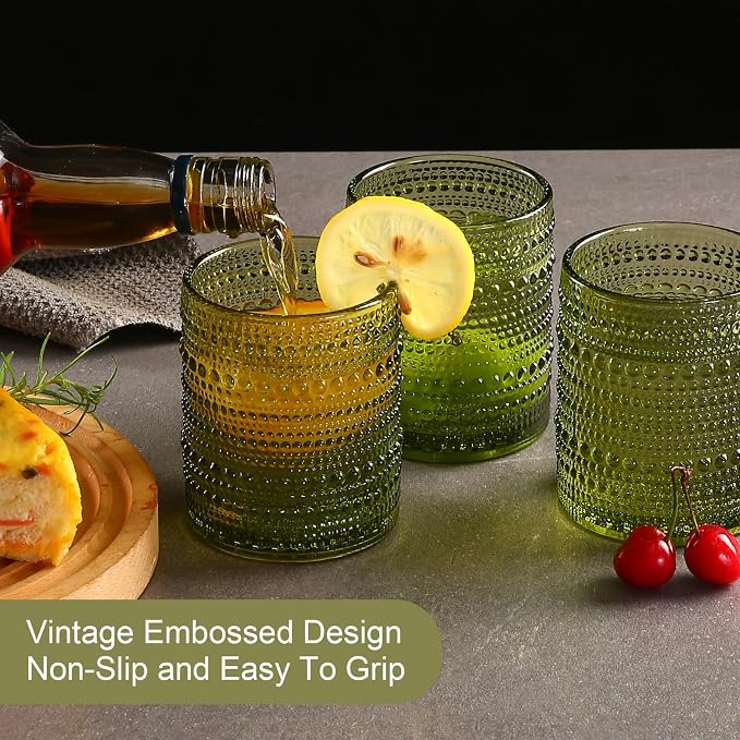 ZMOWIPDL Vintage Glassware Drinking Glasses Set of 6, 12 oz Hobnail Glass Cups - Image 7