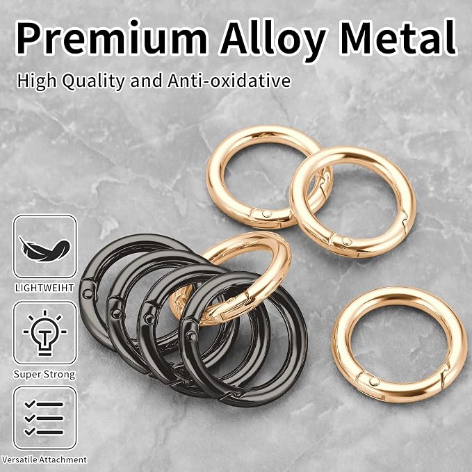 Gkeygo Key Ring Clip, 1 Inch Keychain Rings, 8 Pack Round Carabiner Clip - Image 2