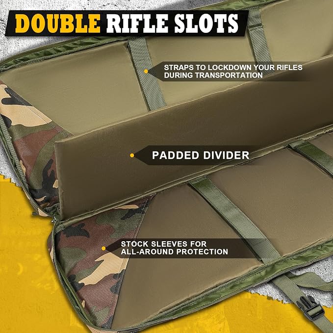 DULCE DOM 36 42 48 Inch Double Rifle Case, Tactical Soft Padded Backpack - Image 2