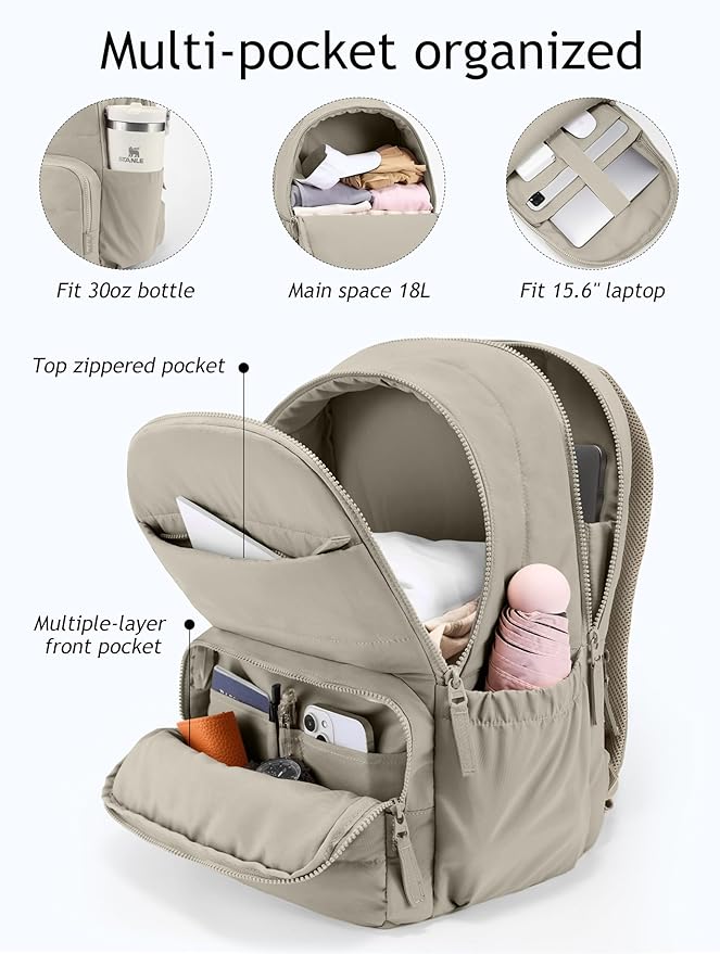 Uselike Travel Backpack for Women, 15.6 Inch Laptop Backpack, Quilted College - Image 3