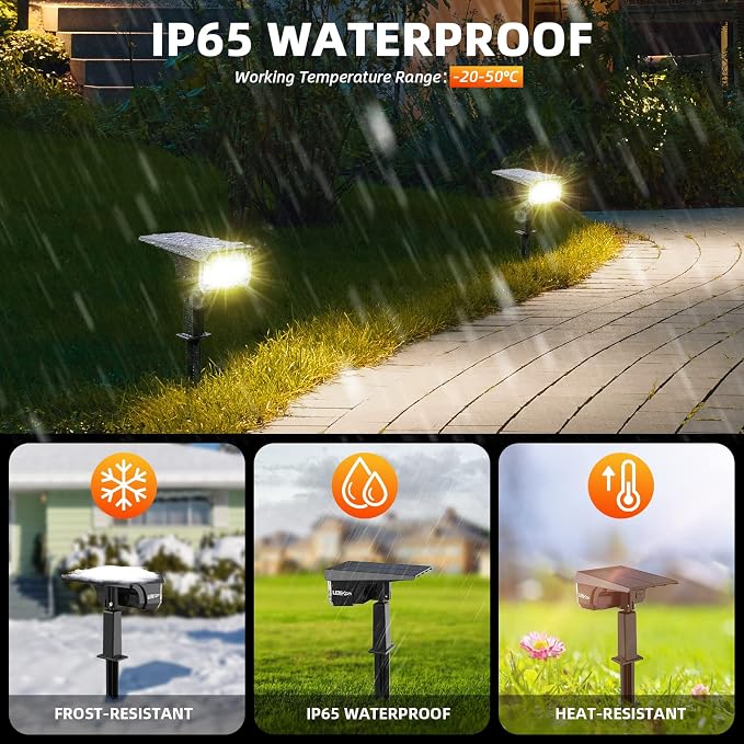 LEREKAM 3 Brightness Modes Solar Outdoor Lights - Image 2