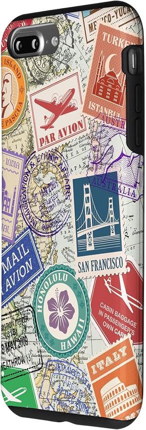 World Map Travel Passport Stamps Postage Stamp Case - Image 2