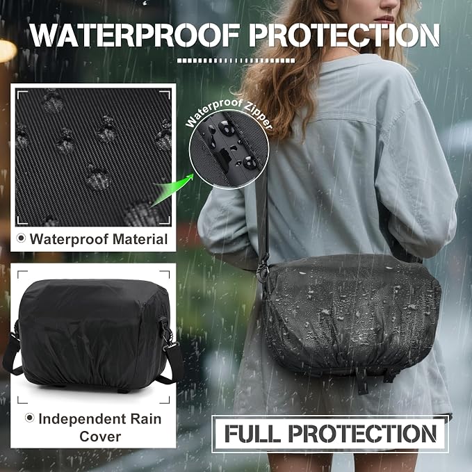 RAINSMORE Camera Bag, Small DSLR/SLR/Mirrorless Camera Sling Bag Waterproof - Image 5