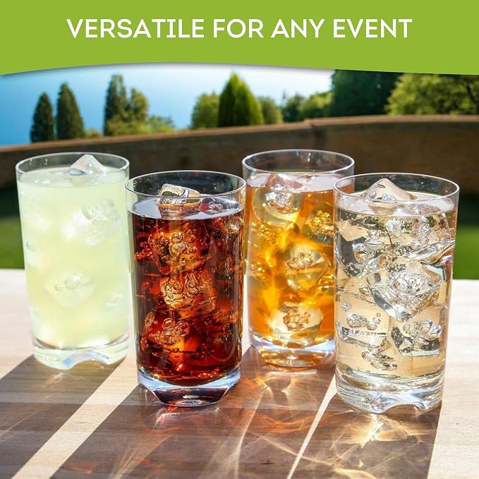 Lily's Home Unbreakable Highball Tumblers, Made of Shatterproof Tritan Plastic - Image 4