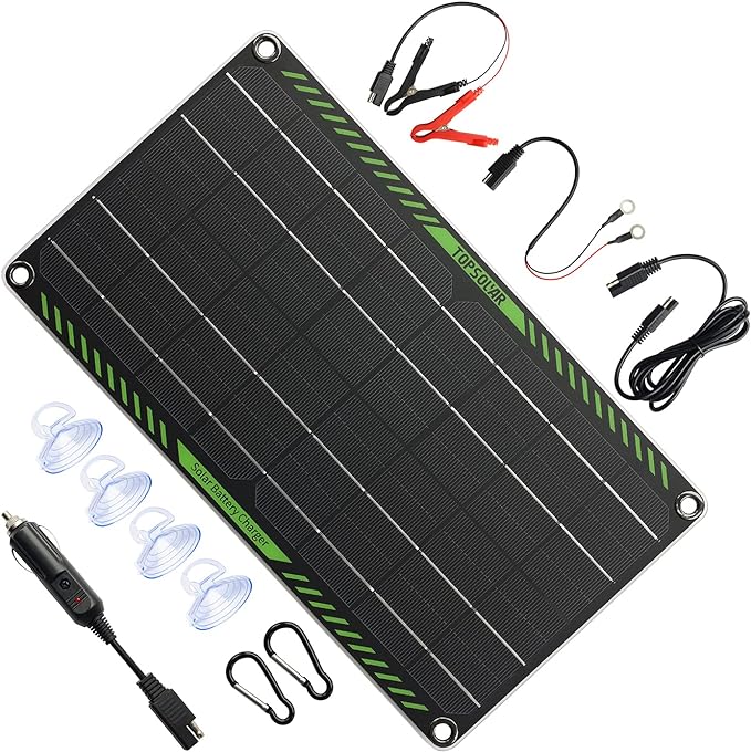 Topsolar 10 Watt 12 Volt Solar Trickle Charger 10W 12V Solar Panel Car Battery by Topsolar