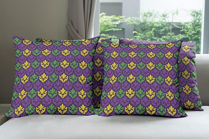 Ambesonne Mardi Gras Decorative Throw Pillow Case Pack of 4, Antique Old by Ambesonne