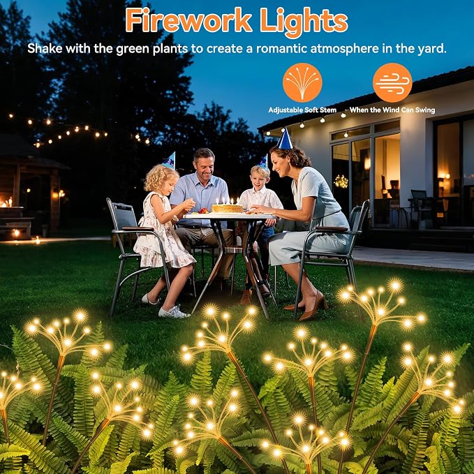 Solar Garden Lights 6 Pack Waterproof Solar Swaying Starburst Light Outdoor - Image 7