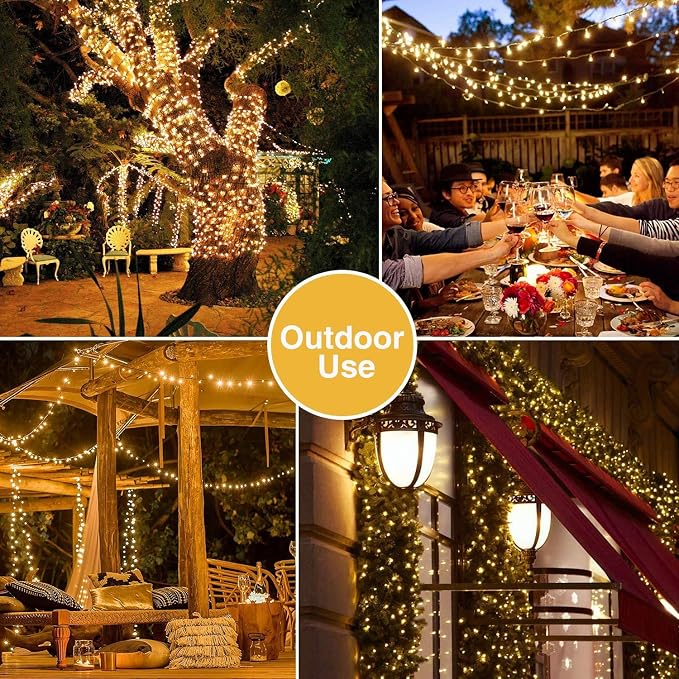 JMEXSUSS 500 LED Warm White Christmas Lights Indoor, 8 Modes Green Wire - Image 4