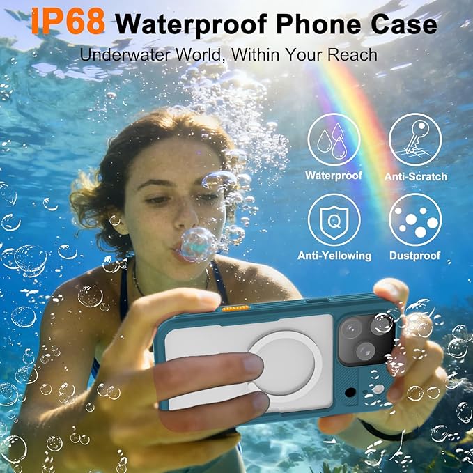 iPhone 17 Pro Case, Magnetic Waterproof IP68 Underwater Protection, Military - Image 4