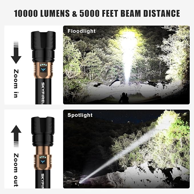 SKYFIRE Rechargeable Flashlights High Lumens, 10000mAh Super Bright Flashlight - Image 2