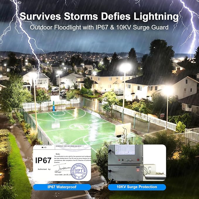 LED Stadium Lights 2 Pack 100W 28000LM LED Flood Light Outdoor, 6500K Super - Image 5