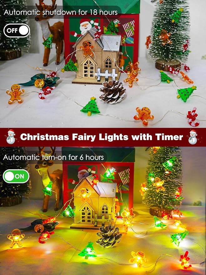 Christmas String Lights Decoration, 10ft 30LED Christmas Tree Gingerbread Man - Image 4