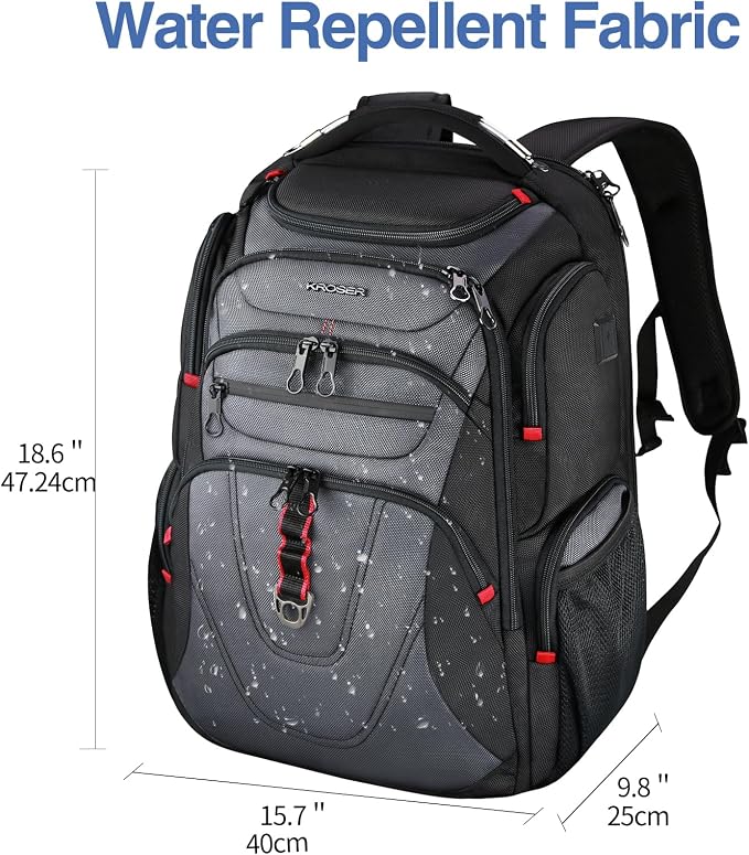 KROSER Friendly Travel Laptop Backpack 17.3 inch XXXL Gaming Backpack - Image 2