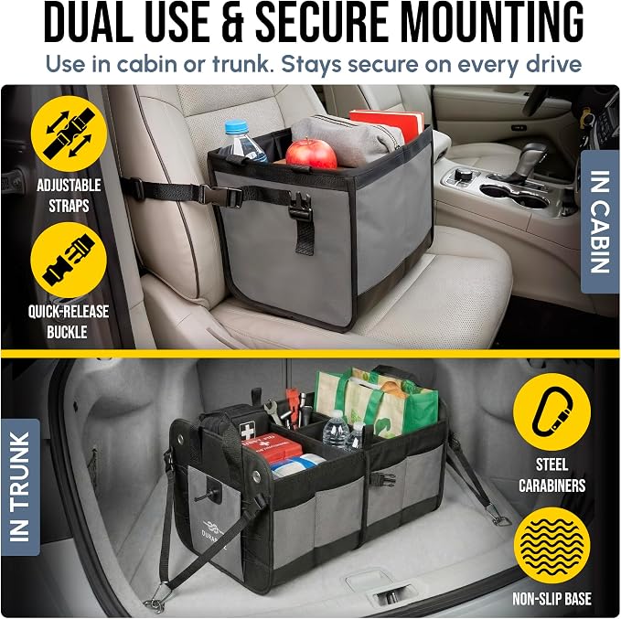 Modular 4-Section XL Trunk Organizer – Car Storage - Image 4