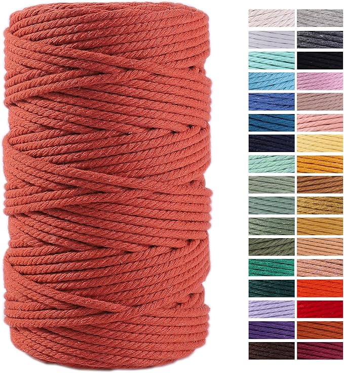 Rust Red Macrame Cord 4mm x 109Yards, Colored Cotton Rope Craft Cord Colorful by AestheticDesignforYou