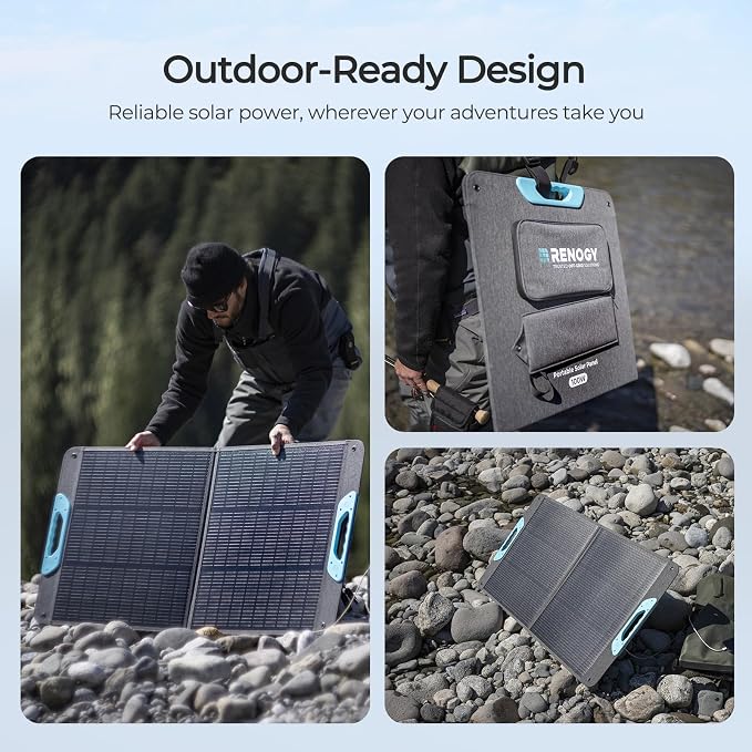 Renogy 100 Watt Solar Panel, N-Type 100W Portable Solar Panels w/Kickstands - Image 5
