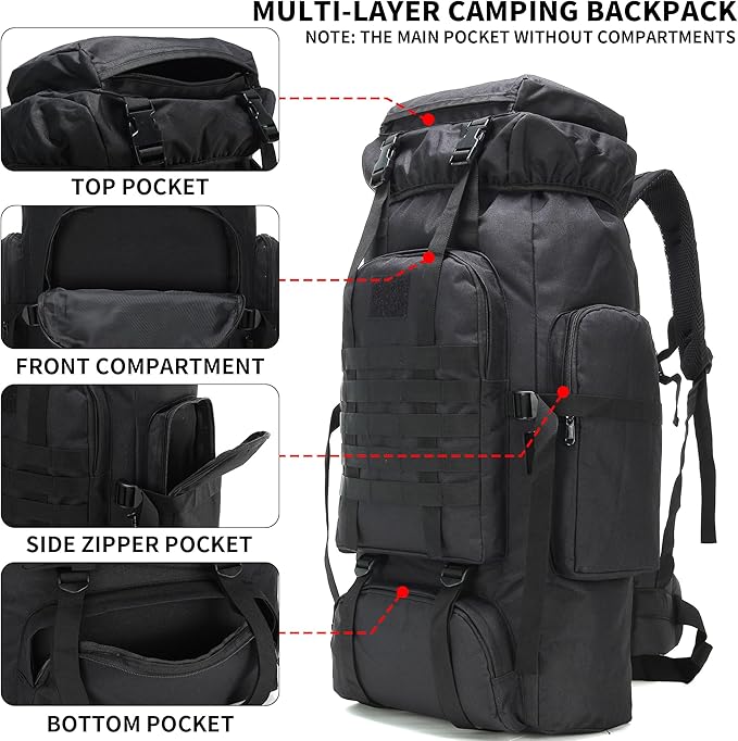 Hiking Backpack for Men 70L/100L Camping Backpack Military Rucksack Molle 3 - Image 3