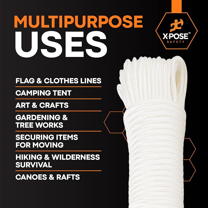 Line Nylon Cord - 100 Ft White Reflective Guyline - Camping Rope - Image 7