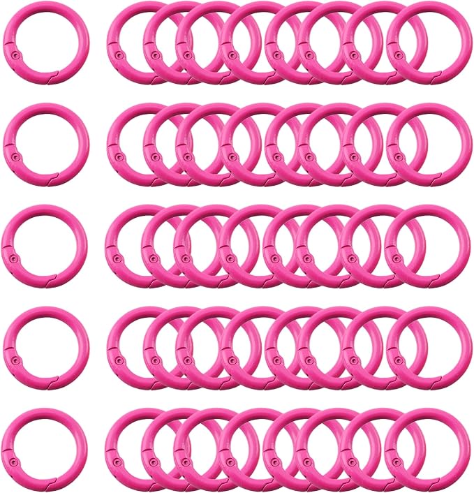 Carabiner Clip 48Pcs Rose Metal Key Ring Clip Circle Keychain Rings Bulk Spring by KJMLDIY