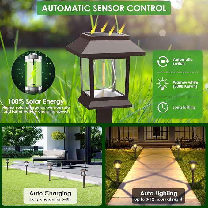 Benany Solar Outdoor Lights, 12 Pack Solar Pathway Lights Waterproof, Landscape - Image 4